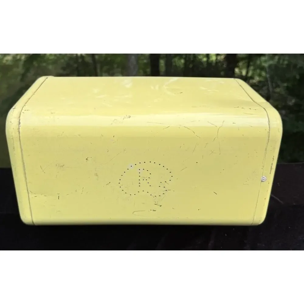 Vintage 1950’s Ransburg Metal Bread Box Roll Top Lid All Original